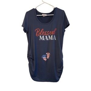 Patriotic Navy Blue Maternity Shirt Size Large EUC #6765